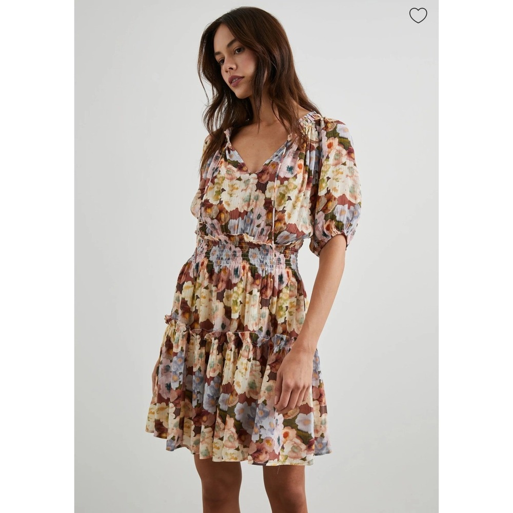Rails Fiorella Dress Womens Small Painted Floral Excellent Smocked Mini 527-168D